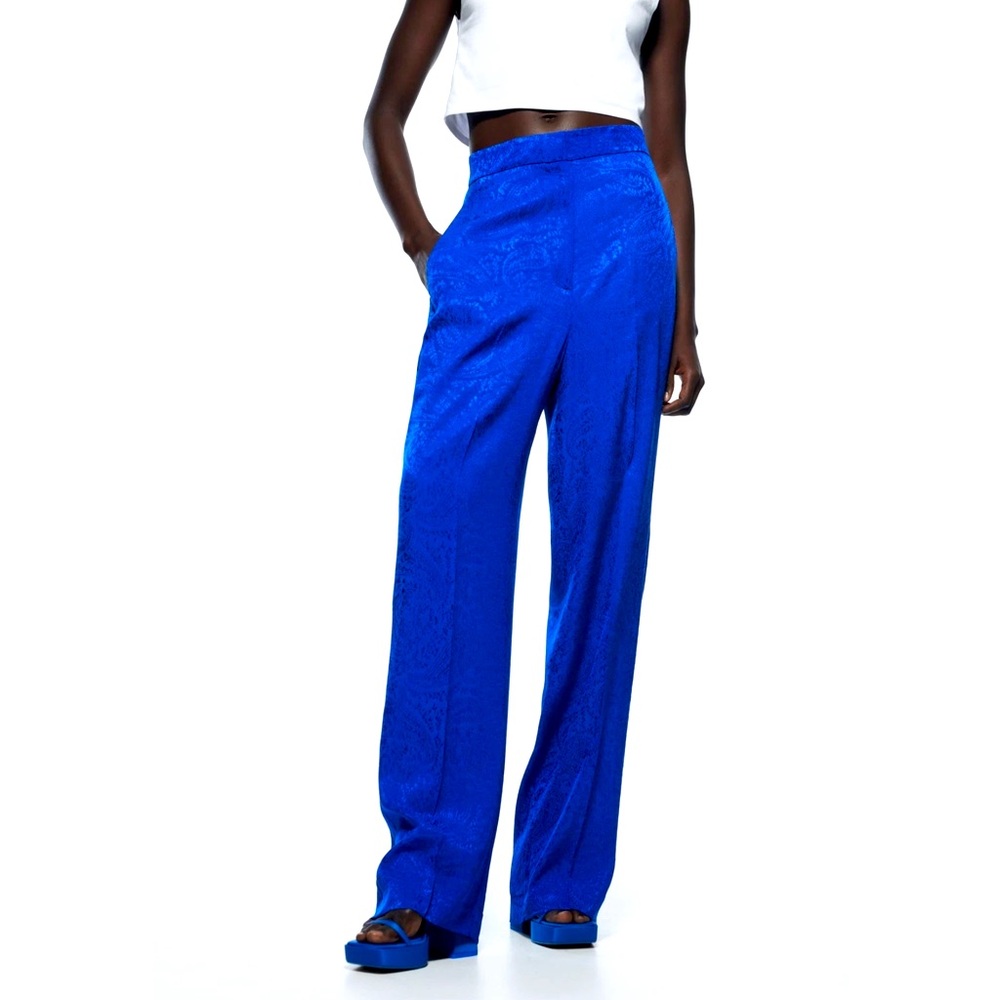 *NWT* ZARA JACQUARD MENSWEAR STYLE PANTS BLUE